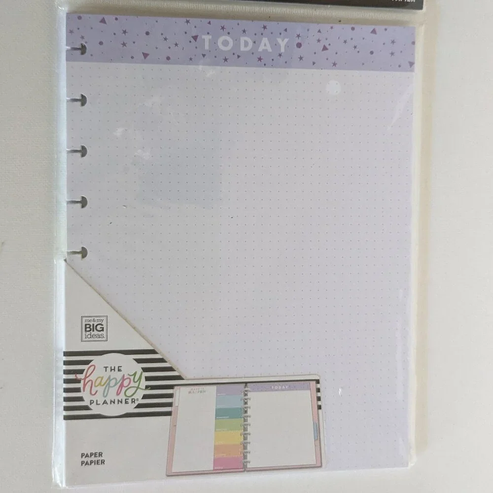 NWT 40 pc Happy Planner 'Today' Rainbow Classic Filler Paper Sheets Dot Grid NEW